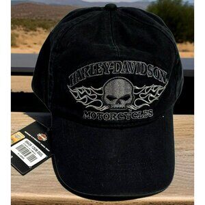 New Harley Davidson Willie G Skull Hat Flames Embroidered Baseball Cap XL Gift